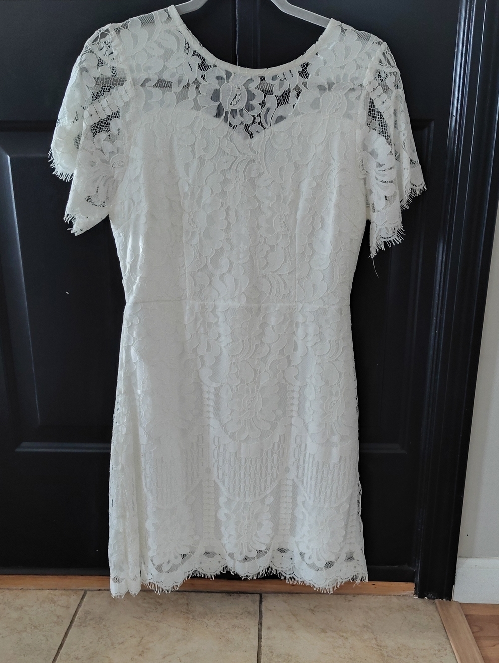 Ivory Lace Scoop-Neck Mini Dress